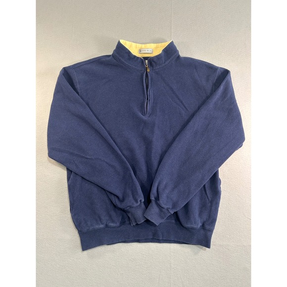 Peter Millar Other - Peter Millar 1/4 Zip Pullover Mens Large Blue Yellow Vintage 100% Cotton Fleece